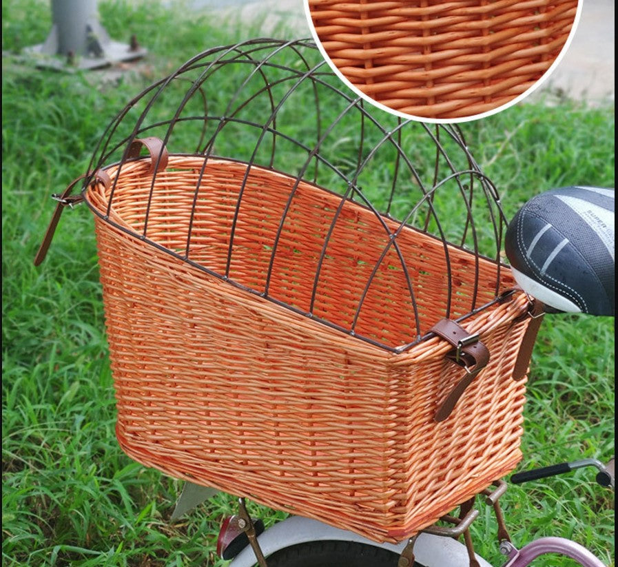 The Taconic Bicycle Rear Basket with Wire Cover